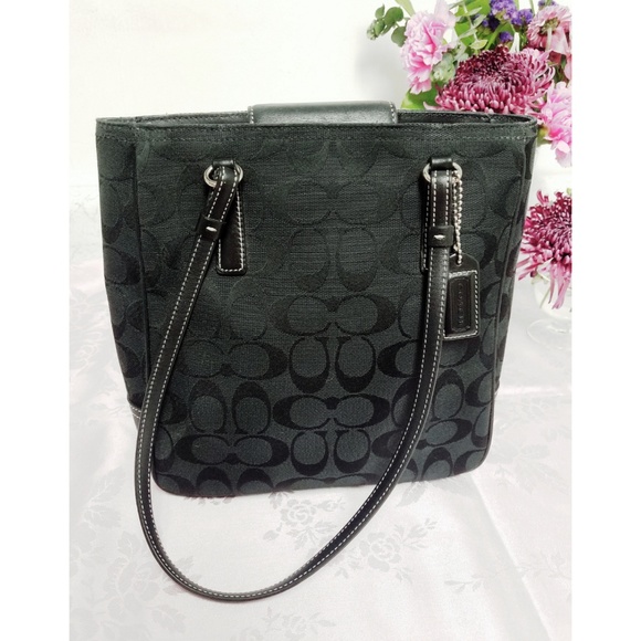 Coach Handbags - COACH Small Signature Square Bucket Tote